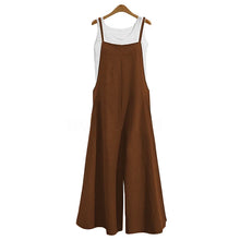 Load image into Gallery viewer, Women Straps Jumpsuit Summer Solid Color Wide Leg Pants Dungaree Bib Overalls Casual Loose Sleeveless Cotton Linen Jumpsuits 5Xl
