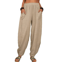 Load image into Gallery viewer, Casual Women Harem Pants Summer Female Cotton Linen Loose Wide Leg Long Pants Homewear LRFZ-922