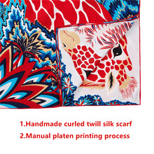 Load image into Gallery viewer, 90cm Three Giraffes Brand Hijab Scarf Women Bandana Handmade Curled Twill Silk Square Scarf Luxury Foulard Head Scarves Shawl