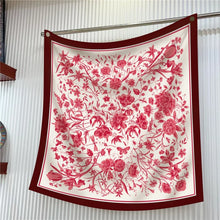 Load image into Gallery viewer, Silk Scarf Women Floral Printed Square Scarves Head Echarpes Silk Foulards Femme Wraps Beach Shawls Bandana Lady Hijabs 90CM