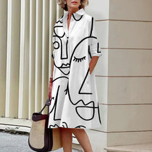Load image into Gallery viewer, S-5Xl Summer Shirt Dress White Blue Evening Vintage Dresses Party Extra Long Women\'s Loose Gowns Only Celadon Printed Gowns