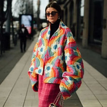 Load image into Gallery viewer, Fashionable Autumn/winter New Release Rainbow Flower Padded Jacket Cross-border Style Quilted Coats For Men Women