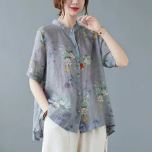 Load image into Gallery viewer, Summer ort Sve Cotton Linen Loose Fit Slimming Belly Covering Thin irt for plus Size Women Middle-Aged Mothers