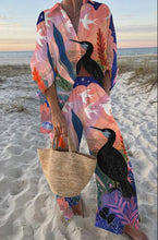 Load image into Gallery viewer, Fashion Print Beach Holiday 2-Piece Set Women Spring Summer Long Sleeve Shirt Top + Wide Legs Women's Oversized Two-Piece Outfit