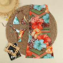 Load image into Gallery viewer, Sexy Print 3 Piece Micro Bikinis Women Swimsuit New Swimwear With Long Sleeve Bathing Suit Beachwear Biquini Female