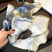 Load image into Gallery viewer, 2025 New 100% Pure Silk Scarf Women Neck Hair Foulard Bandana Square Small Headband Hijab Print Poncho Scarves Pashmina