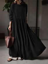 Load image into Gallery viewer, Autumn Women Sundress ZANZEA 2023 Vintage Solid Dresses Female Cotton Robe Casual Long Sleeve Pleated Maxi Vestidos Kaftan
