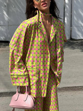 Load image into Gallery viewer, Vintage Polka Dot Women's Pants Sets 2 Pieces Tie Lapel Full Sleeve Blouses Loose Wide Leg Pant 2026 Autumn Lady Vacation Suits