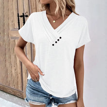 Load image into Gallery viewer, Fashion Women T Shirt Solid Color V Neck Short Sleeve Basic Tops Tee Streetwear Summer Oversized Clothing Female T-Shirts
