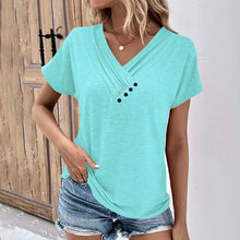 Load image into Gallery viewer, Fashion Women T Shirt Solid Color V Neck Short Sleeve Basic Tops Tee Streetwear Summer Oversized Clothing Female T-Shirts