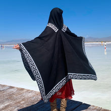 Load image into Gallery viewer, New Fine Ladies' Shawl Scarf with Geometric Pattern Borders Hooded Wrap Shawl Autumn Winter outdoor Travel Stylish Women