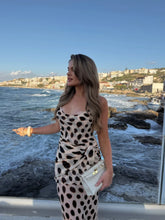 Load image into Gallery viewer, Elegant Animal Print Maxi Dress Detachable Scarf Spaghetti Strap Tie Waist Slim Fit Skirt Women Summer Party Vacation Outfit New