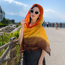Load image into Gallery viewer, Women's Gradient Color Linen Scarf for Travel Fashionable Versatile Casual Windproof Sand Proof Headscarf Women's Shawl