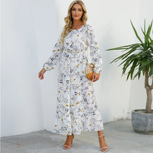 Load image into Gallery viewer, Women Maxi Dresses Sping Autumn Bohemian Casual Full Sleeve High Waist Beach Woman Chiffon Dresses Floral Vestidoes Long Dress