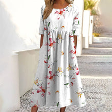 Load image into Gallery viewer, 2026Summer New Arrival Women's Casual Crew Neck Pocket Short Sleeve Printed Dress
