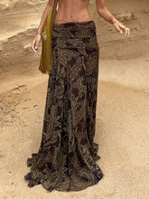 Load image into Gallery viewer, Irregular Printed Big Swing Long Skirts For Women High Waist Buttock Cover A-Line Maxi Skirt Female Vintage Bottom Clothes