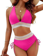 Load image into Gallery viewer, New 2026 Summer Beachwear Women Textured Bikini Set Wide Shoulder Belt Swimwear High Waist Push Up Bathing Suits Female Swimsuit