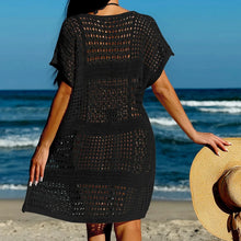 Load image into Gallery viewer, Knitting V-Neck Sexy Hollow Out Beach Bikini Cover-Ups Ladies Summer Vacation Casual Loose Beachwear Sunscreen Smock