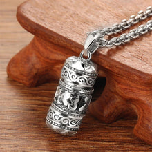 Load image into Gallery viewer, Silver Six Character True Word Pendant Can Open The Gawu Box Necklace for Men and Women Chinese Style Jewelry Rotatable