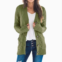 Load image into Gallery viewer, Autumn Winter Women Long Sleeve Knitted Cardigan Single Breasted Solid Color V Neck Loose Sweater Outwear Oversize S-3XL