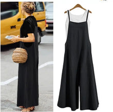 Load image into Gallery viewer, Women Straps Jumpsuit Summer Solid Color Wide Leg Pants Dungaree Bib Overalls Casual Loose Sleeveless Cotton Linen Jumpsuits 5Xl