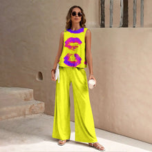 Load image into Gallery viewer, Harajuku Colorful Floral Pattern Print 2 Piece Womens Elegant O Neck Pullover And Straight Leg Pants Set Spring Summer Beach Set