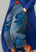 Load image into Gallery viewer, Streetwear Women's Floral Print High Waist Jeans Loose Fit Cropped Wide Leg Denim Pants Casual Trendy Plus Size Trousers