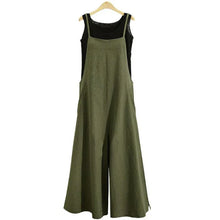 Load image into Gallery viewer, Women Straps Jumpsuit Summer Solid Color Wide Leg Pants Dungaree Bib Overalls Casual Loose Sleeveless Cotton Linen Jumpsuits 5Xl