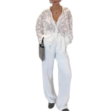 Load image into Gallery viewer, Heavy Industry Embroidery Lapel Long Sleeved Shirt for Summer Sun Protection, New Embroidery Loose Top Cardigan