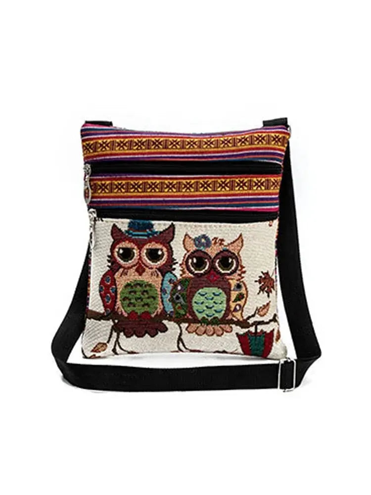 Fashion Trend Owl Pattern Woven Embroidery Crossbody Ethnic Ladies Shoulder Bag For Women