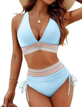 Load image into Gallery viewer, New 2026 Summer Beachwear Women Textured Bikini Set Wide Shoulder Belt Swimwear High Waist Push Up Bathing Suits Female Swimsuit