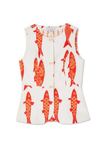 Load image into Gallery viewer, Summer Women Cartoon Red Fish Print O Neck Tank Top And Straight Female Long Pants Short Sleeve Shirt Wide Leg Pant 2 Piece Sets