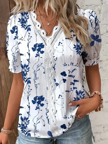 Fashion Casual Vacation Shirt Women Summer V Neck Hollow Out Solid Color Blouse Female Elegant Striped Jacquard Casual Tops