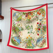 Load image into Gallery viewer, Silk Scarf Women Floral Printed Square Scarves Head Echarpes Silk Foulards Femme Wraps Beach Shawls Bandana Lady Hijabs 90CM