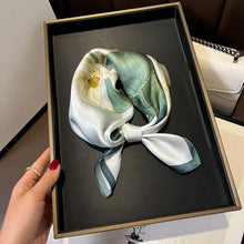 Load image into Gallery viewer, 2025 New 100% Pure Silk Scarf Women Neck Hair Foulard Bandana Square Small Headband Hijab Print Poncho Scarves Pashmina