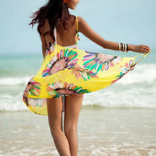 Load image into Gallery viewer, Printed Cover-ups Sexy Beach Dress Women Halter Sling Chiffon Beach Towel Bikini Wrap Pareo Skirts Open-Back Swimwear