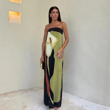 Load image into Gallery viewer, Sexy Strapless Backless Printed Long Dress Women Fashion Sleeveless Off Shoulder Vestidos 2024 Summer Lady Party Evening Robes