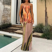 Load image into Gallery viewer, Sexy Strapless Backless Printed Long Dress Women Fashion Sleeveless Off Shoulder Vestidos 2024 Summer Lady Party Evening Robes