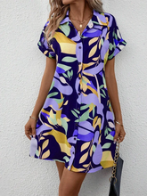 Load image into Gallery viewer, New Summer Everyday Casual Women's Short Sleeve Shirt Dress  Sweet Fashion Single-breasted Dress Floral Print Elegant Dress