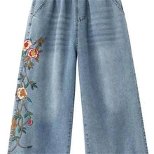 Load image into Gallery viewer, Artistic retro Heavy industry Embroidered Denim Wide leg Pants Spring Summer 2026 New Women's Loose waist Casual Nine Fen Jeans