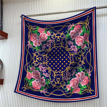 Load image into Gallery viewer, Silk Scarf Women Floral Printed Square Scarves Head Echarpes Silk Foulards Femme Wraps Beach Shawls Bandana Lady Hijabs 90CM