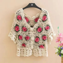 Load image into Gallery viewer, Three-Dimensional Flower Openwork Crocheted Sweater Cardigan Women's Spring And Autumn New Heavy Industry Joker Sweater 3XL Coat