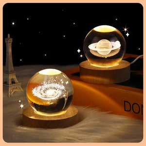 USB LED Night Light Galaxy Crystal Ball Table Lamp 3D Planet Moon Lamp Bedroom Home Decor for Kids Party Children Birthday Gifts