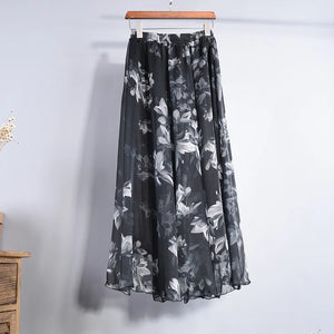 Vintage Bohemian Long Skirts Women Elegant Chiffon Saia Harajuku Beach High Waist Long Skirt Woman Clothes Faldas Tutu Vestidos