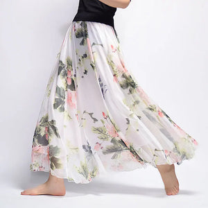 Vintage Bohemian Long Skirts Women Elegant Chiffon Saia Harajuku Beach High Waist Long Skirt Woman Clothes Faldas Tutu Vestidos