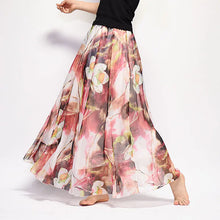 Load image into Gallery viewer, Vintage Bohemian Long Skirts Women Elegant Chiffon Saia Harajuku Beach High Waist Long Skirt Woman Clothes Faldas Tutu Vestidos