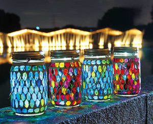 Bohemian Mosaic Solar Glass Lamp Mason Lamp Outdoor Lawn Atmosphere Lamp