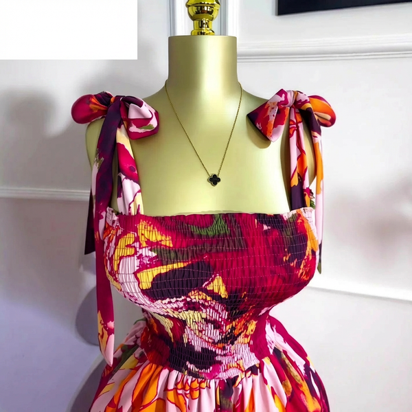 Tropical Leaf Print Sleeveless Beach Jumpsuit