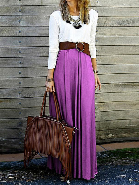 Casual Backless without Belt Beach Maxi Splicing Dress