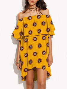 Elegant Flat Shoulder Hi-low Mini Bohemia Dress
